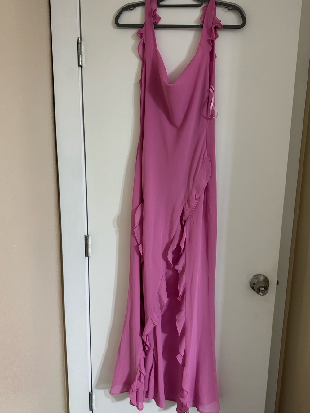 Hello Molly Magenta Ruffle-Trim Maxi Dress